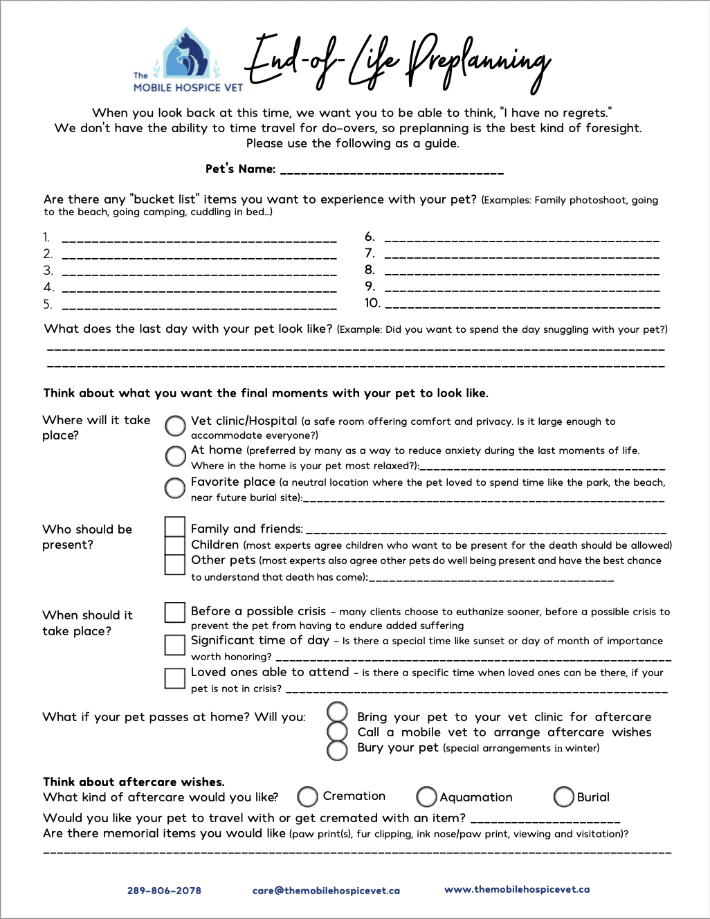 A detailed end-of-life preplanning checklist from
