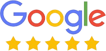 The image shows the Google logo above five yellow stars, suggesting a five-star rating, possibly reflecting the exceptional service of a mobile vet offering in-home euthanasia.